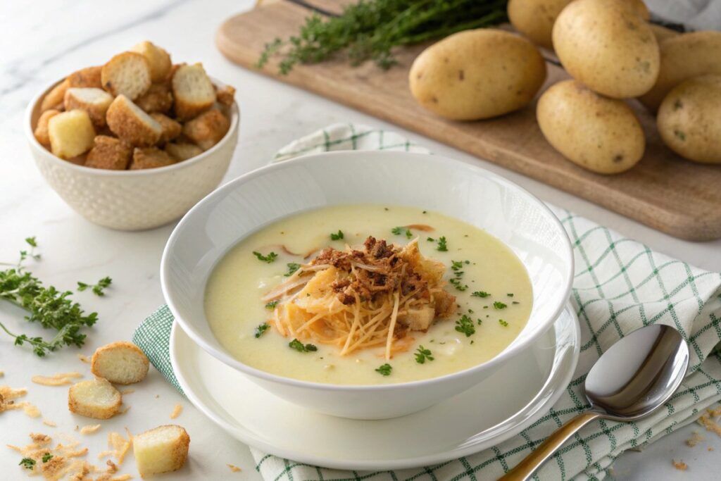 Easy 4 ingredient potato soup with Frozen Hash Browns